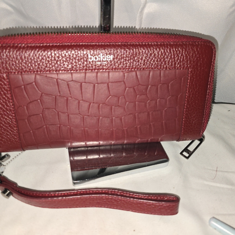 Botkier Dark Red  Multipockets ALL AROUND ZIPPER Textured Wallet - Picture 15 of 15